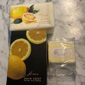 Lemon soap lot. 2 12 ounce bars and 1 3.5 oz lemon verbena